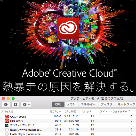 Cpu使用率 常時100 汗 Macの熱暴走はアドビの製品 Adobecreativecloudデスクトップアプリ が原因だった タカブログ Takao Iの思想ブログ始めました とかいうタイトルはおかしいと思う