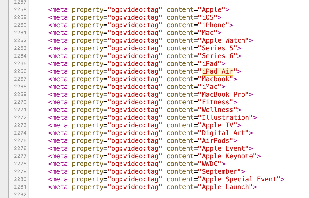 Apple、9月15日のイベントで発表されるデバイスか？ タグを確認「iOS」「iPhone」「Mac」「Apple Watch」「iPad」「Macbook」など